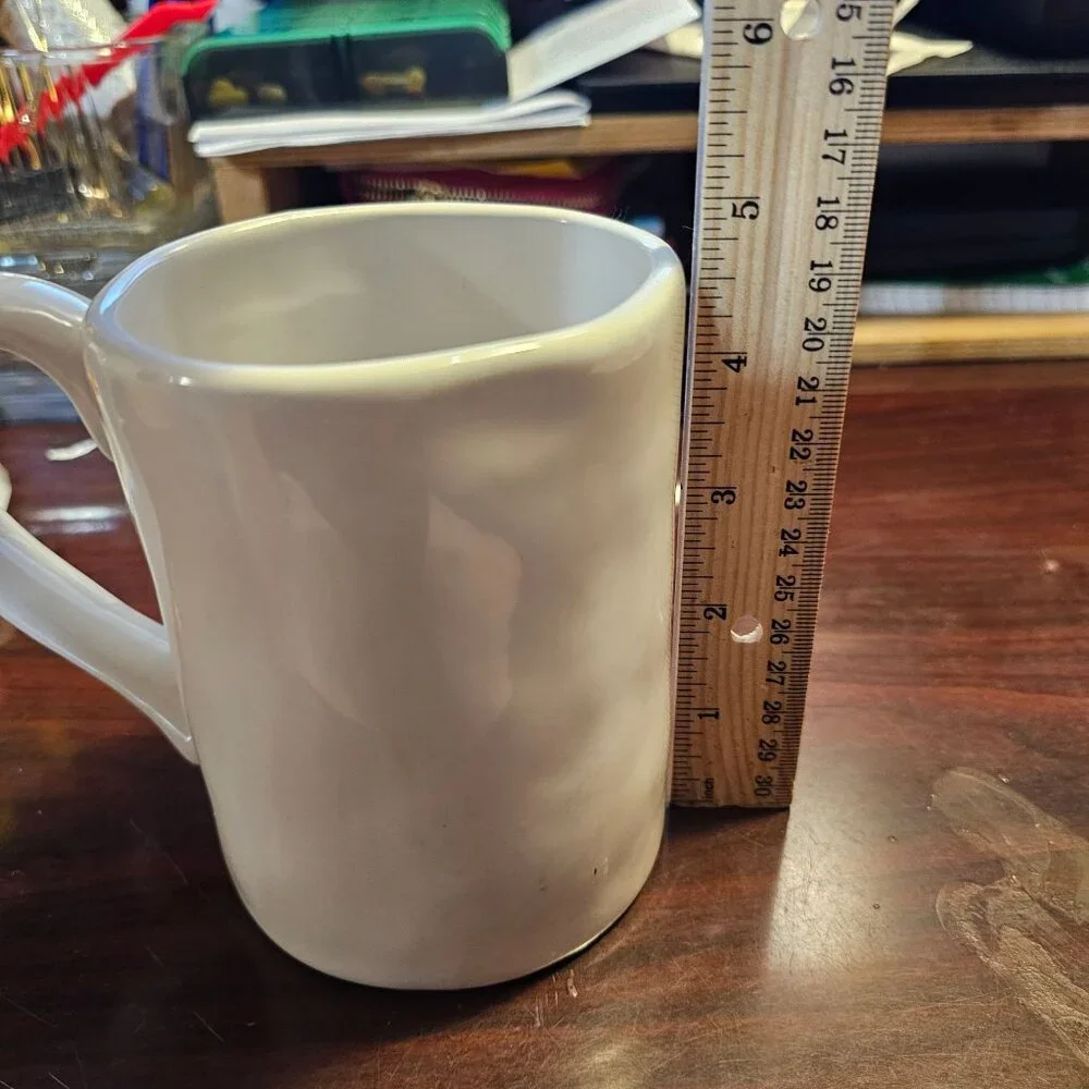 Pier 1 Imports Oversized Stoneware Coffee Tea Hot Cocoa Mug PEACE White / Black